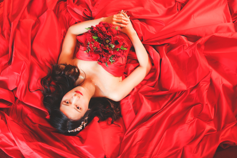 眠れる真っ赤なドレスの姫