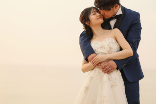 洋装　チャペル　ビーチサンセット