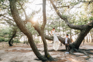 洋装　ドローンムービー　秘密の森　岩場