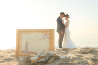淡路島ビーチサンセット　ウェディングロケーション撮影