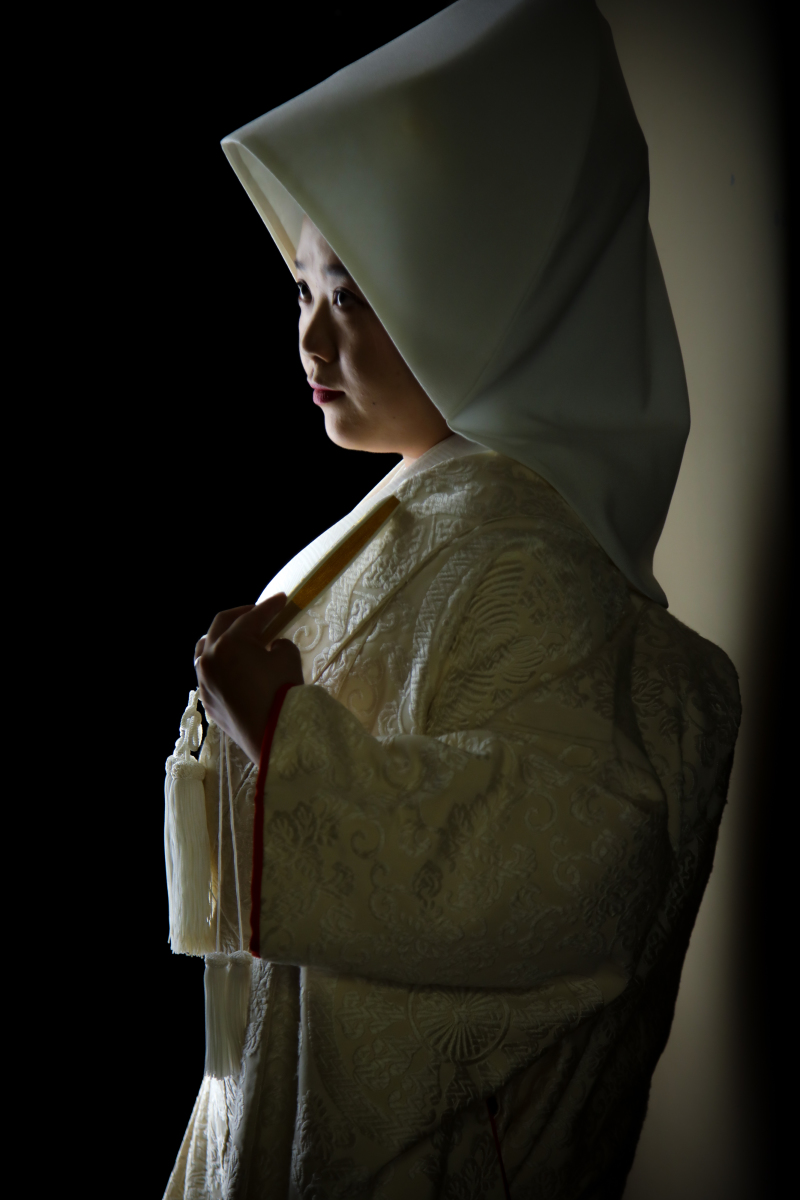 白無垢と綿帽子でしっとりと