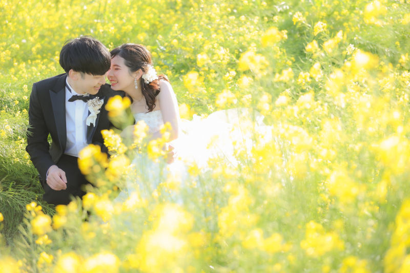 菜の花&ビーチ ウェディングロケーション撮影