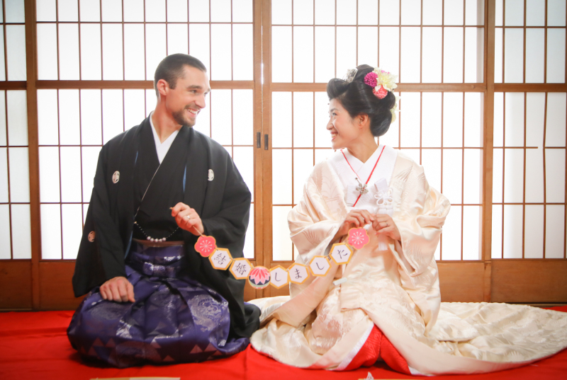 和風にこだわった国際結婚のお二人