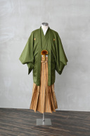 紋付袴（緑×ストライプ）