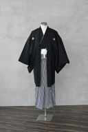 紋付袴（黒×ストライプ）