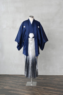 紋付袴（ネイビー×シルバー）