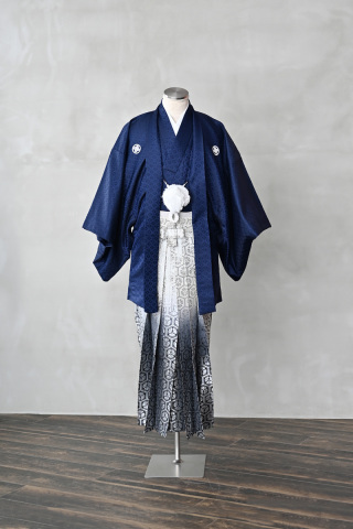 紋付袴（ネイビー×シルバー）