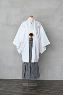 紋付袴（白×ストライプ）