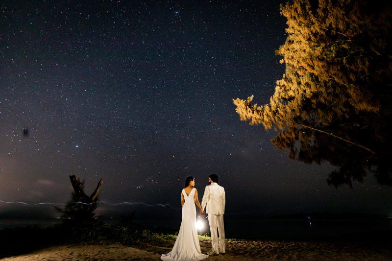 星空の下で撮影