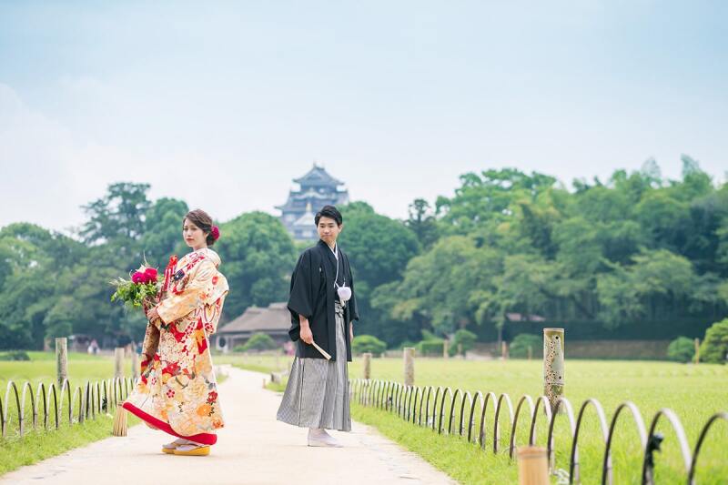 後楽園+牛窓オリーブ園|和洋装ロケーションフォトプラン(和洋装各1着・美容・全データ・出張料込)