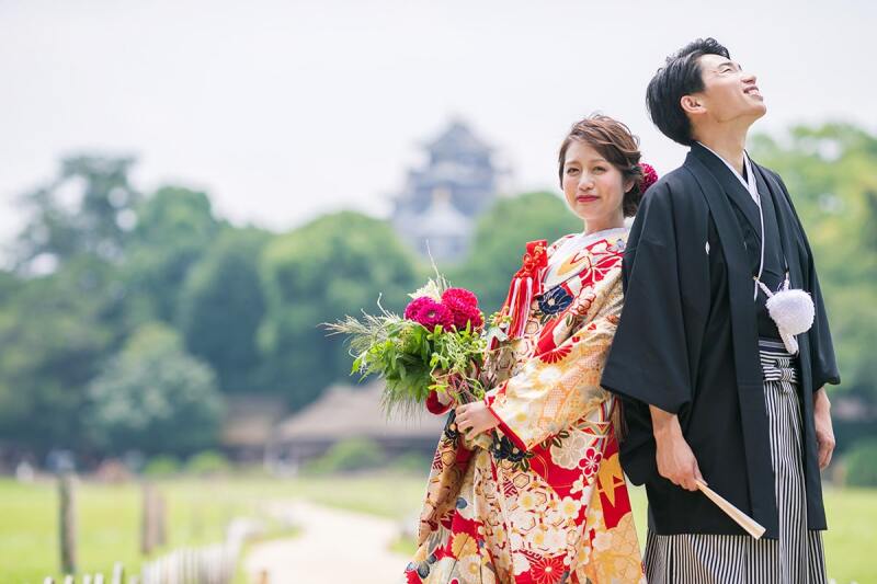 後楽園+牛窓オリーブ園|和洋装ロケーションフォトプラン(和洋装各1着・美容・全データ・出張料込)
