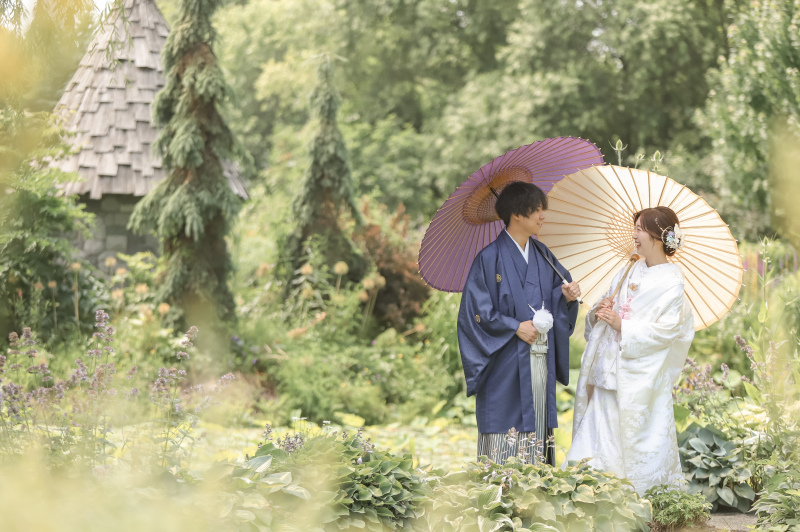 和傘を使って和風に