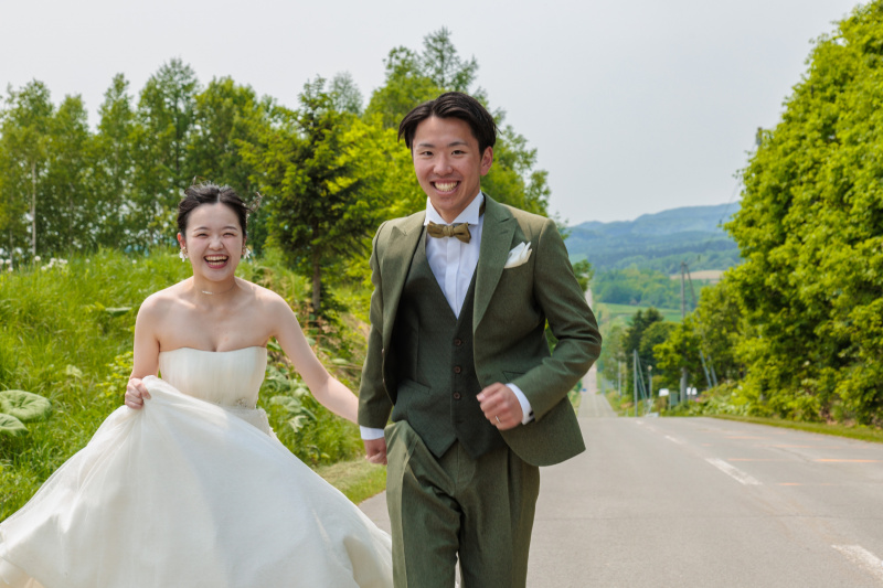 青い池とジェットコースターの路での撮影