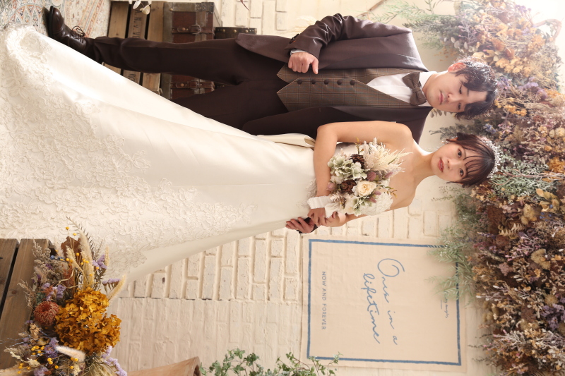 Aラインドレスでクラシックな雰囲気で