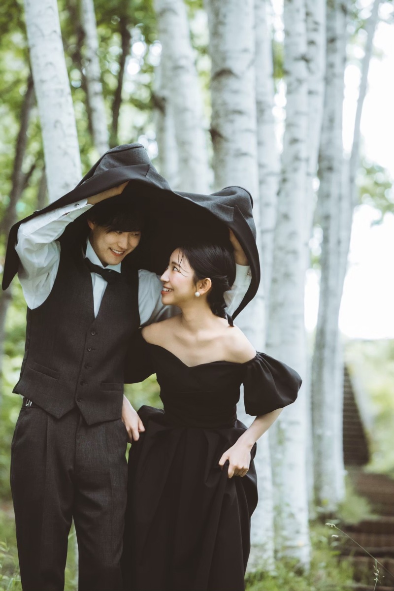 白樺並木でのロケーションフォト