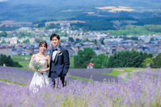 日の出公園でラベンダーとのブライダルフォト