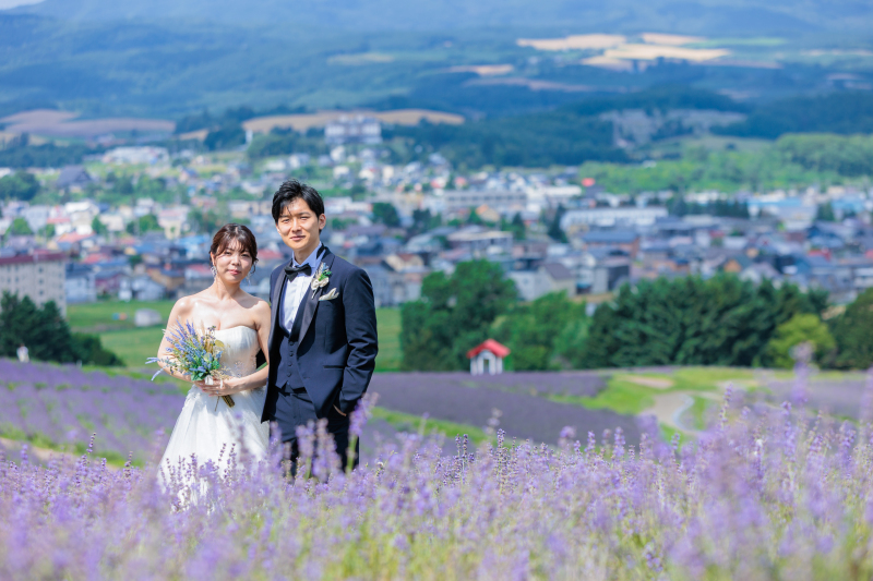 日の出公園でラベンダーとのブライダルフォト
