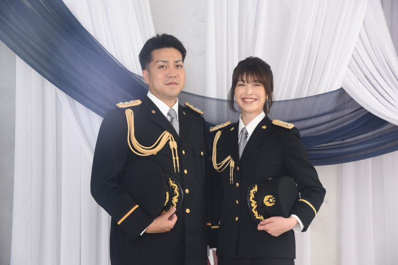 お仕事の制服を着たお2人♡