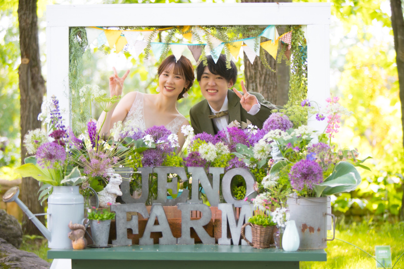 上野ファームのオブジェで撮影