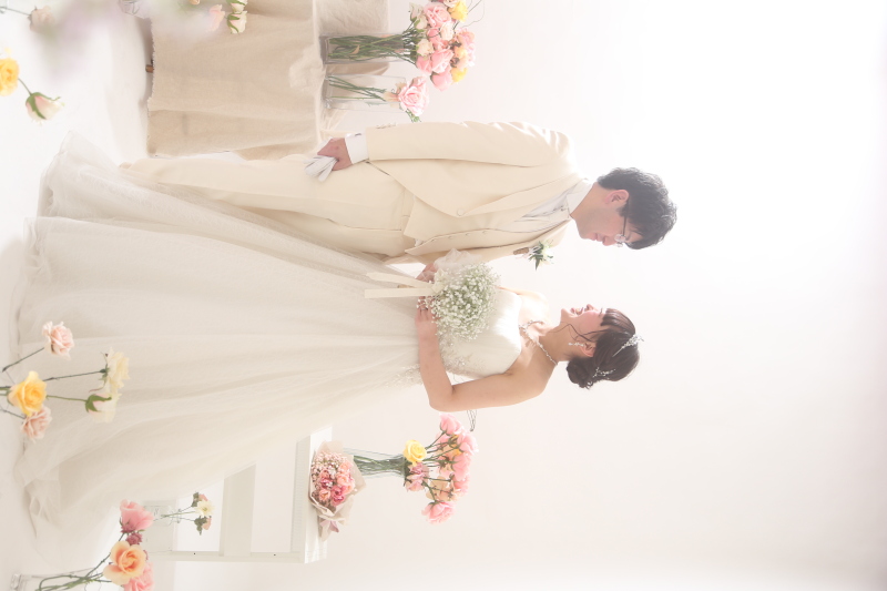 ウェディングドレスで全身撮影から