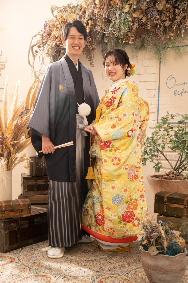LIFE TIMEの背景で和装の撮影!