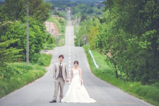 美瑛「青い池・ジェットコースターの路」でのロケーションフォト