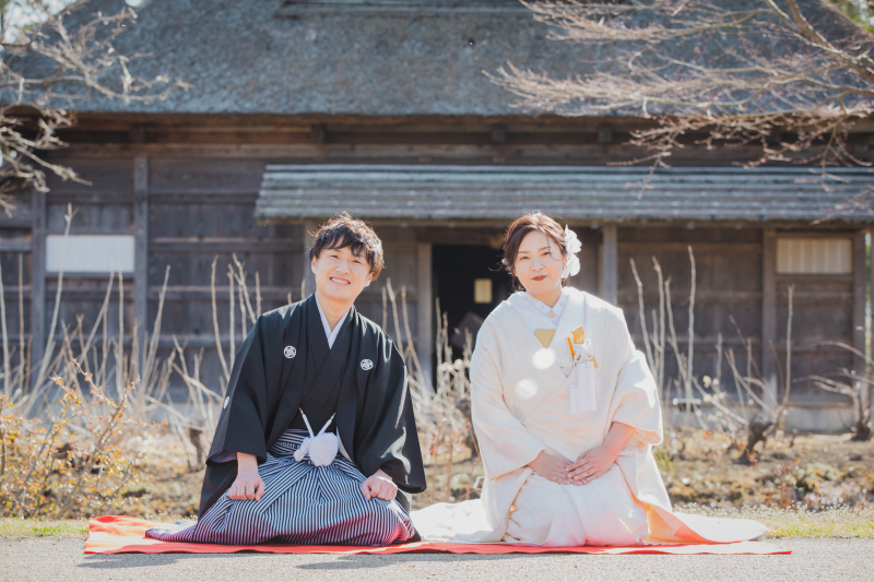 最後は母屋の前で