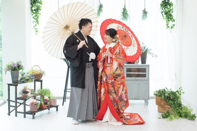 番傘ツーショット