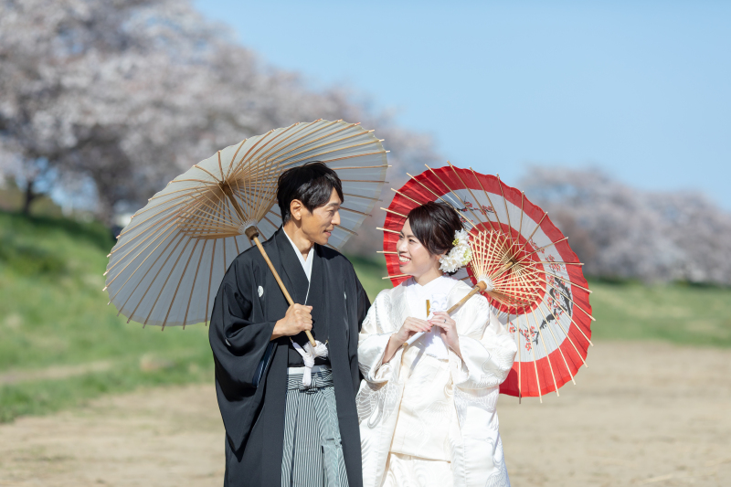 番傘ツーショット