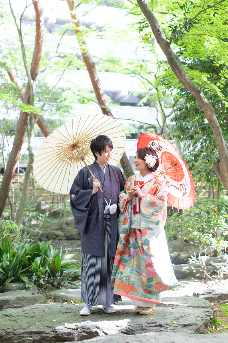 番傘ツーショット