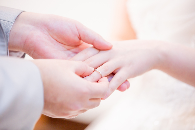 指輪交換お手元ショット