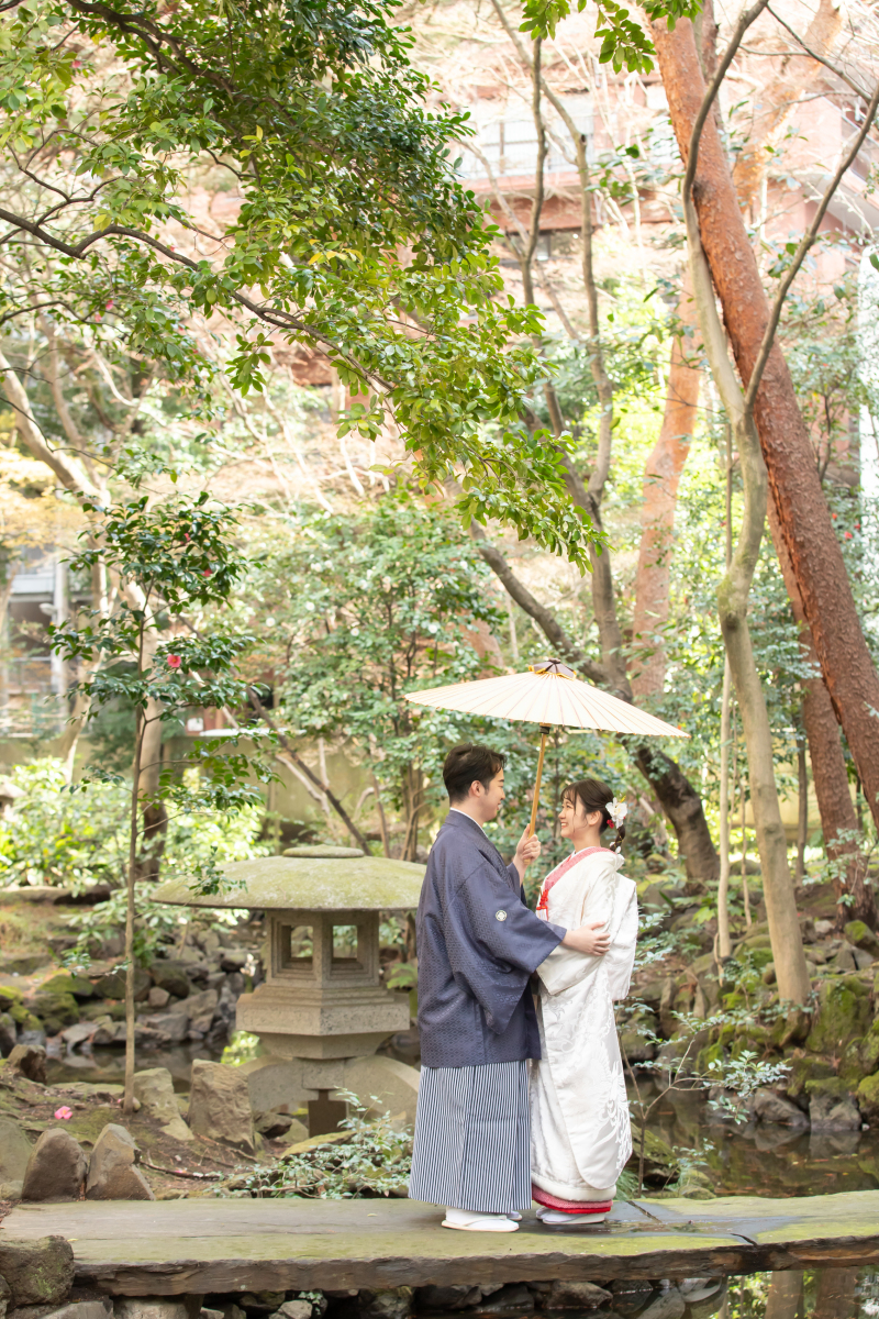 橋の上で相合傘♡