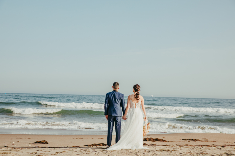 目の前に広がる海を前に撮影スタート!