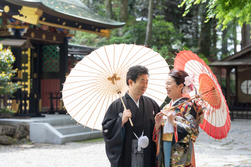 番傘ツーショット