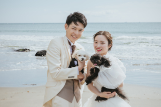 ワンちゃんと一緒に海撮影☆
