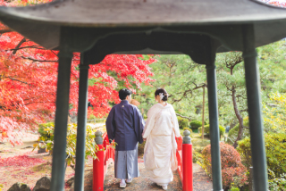 【和装ロケーションフォト】紅葉が美しい秋の日本庭園でのフォトウェディング♪