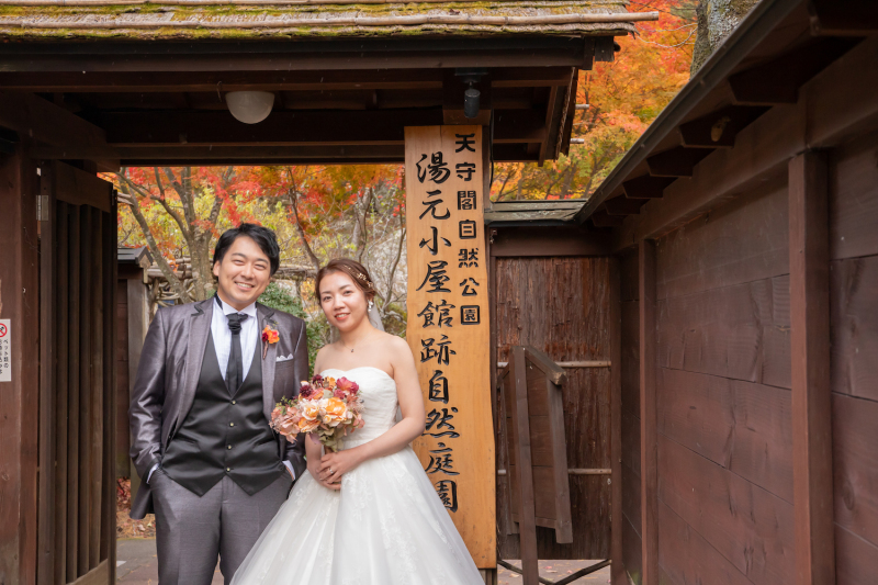 お色直しをして次は、天守閣自然公園での撮影です!