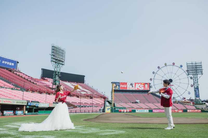 仲良くキャッチボール