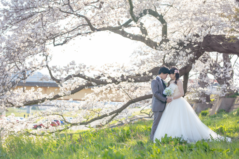 桜を背景に・・・