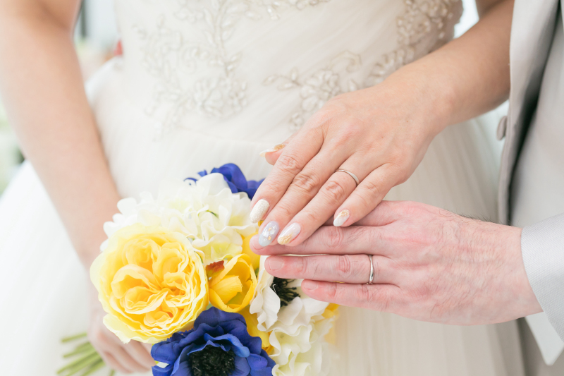 指輪とブーケと