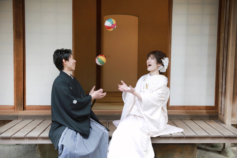 茶室の縁側にて