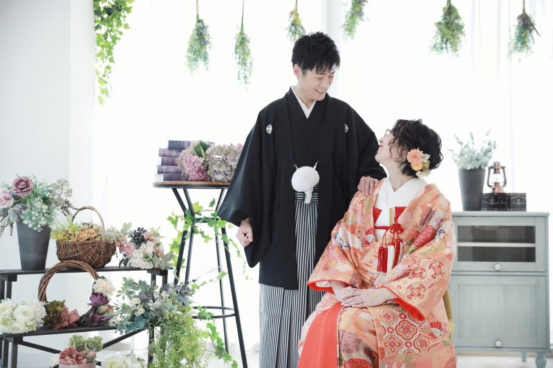 スタジオに戻って和装撮影