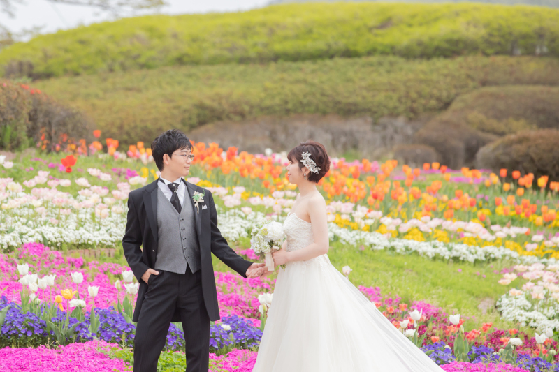 色とりどりのお花たちと＊