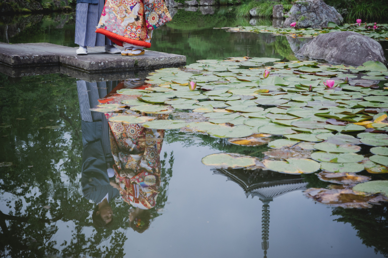 水面に写るお二人♡