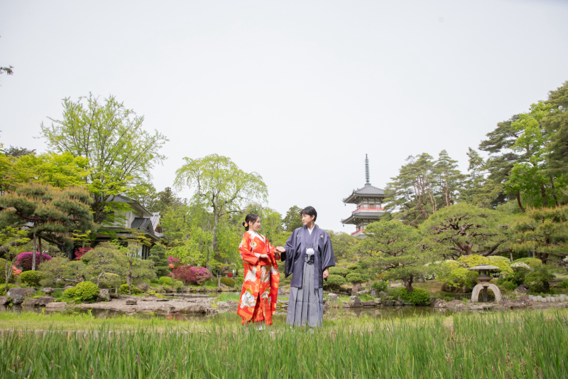 日本庭園を全面に写したショット*