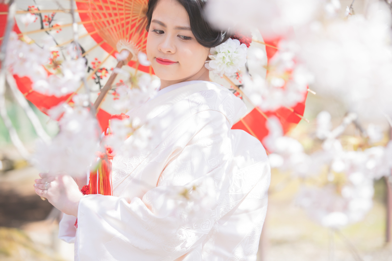 桜に包まれるご新婦様☆