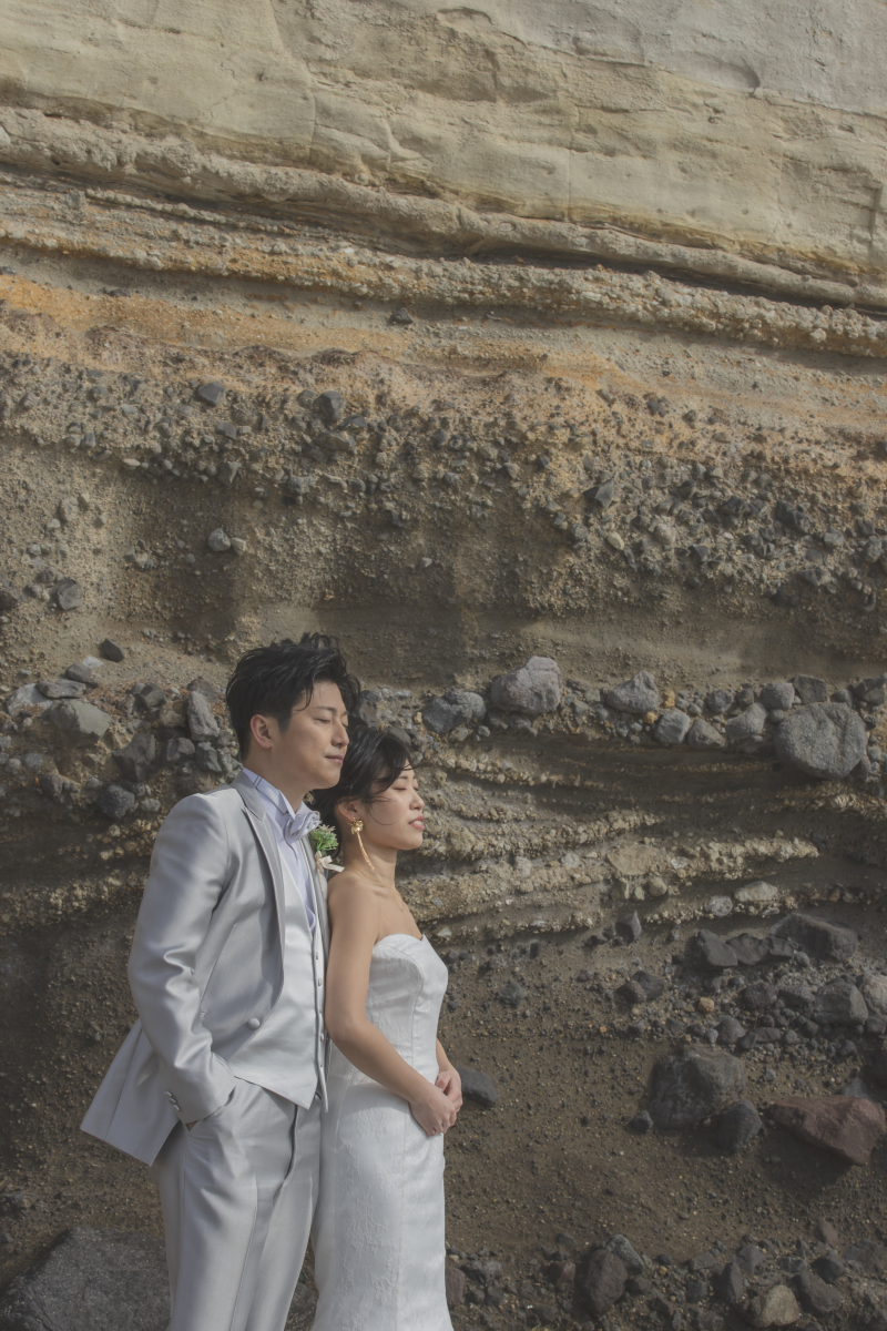 岩場でクールに