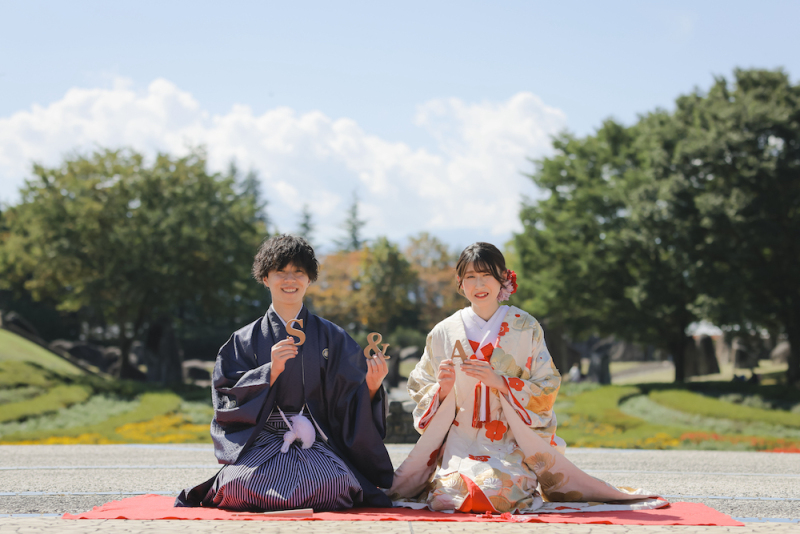 【みちのく杜の湖畔公園ロケーションフォト】和装＆洋装セットの2着プラン！（ヘアメイク・移動費・申請費・全データ付き）