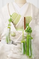 イエローグリーン　筥迫・懐剣