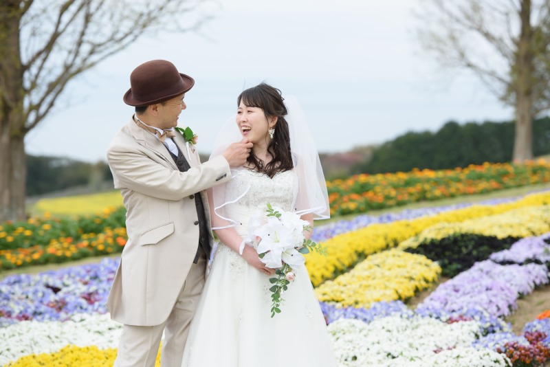 たくさんのお花を背景に☆